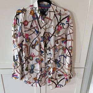 Talbots Floral and Chain Print Shirt